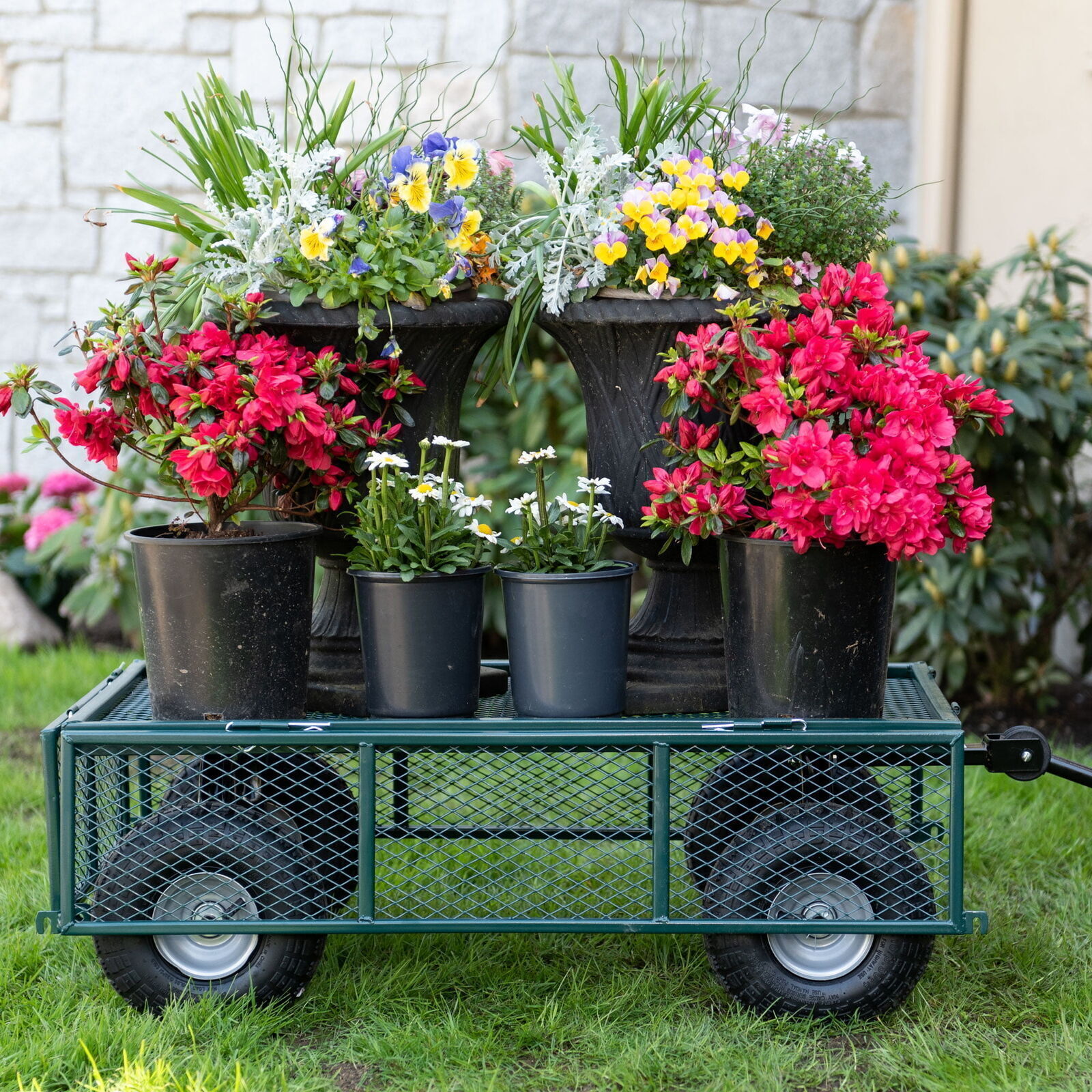 Carts Towable Mesh Garden Utility Cart Lawn Dump Wagon Yard Outdoor Heavy Duty eBay