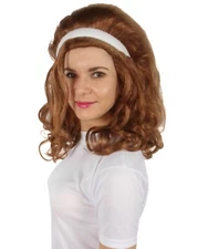 HPO Adult Unisex Drag Race Brown Wavy Dolly Beehive Updo Queen Wig,HW-6991