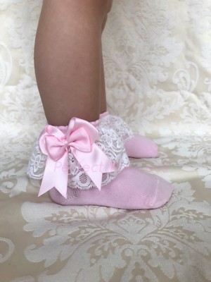 Spanische Spitzenschleife Söckchen Baby/Mädchen/Blumenmädchen/Spitze/Schule