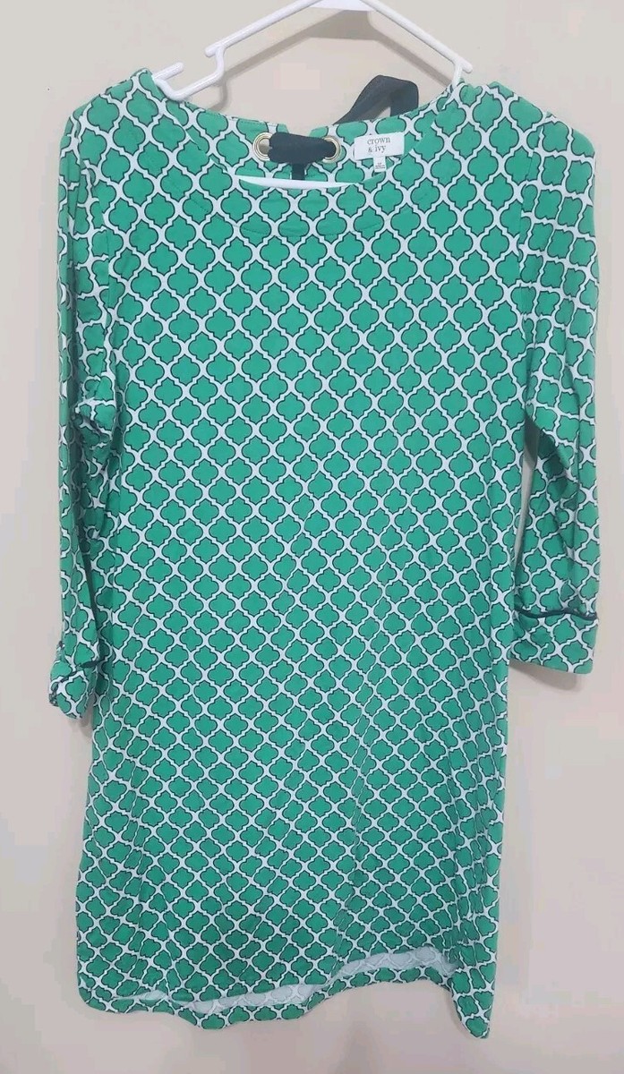 Crown and Ivy Summer Dress Tie Back Size Medium Green Blue Crown and Ivy Summer Dress Tie Back Size Medium Green Blue