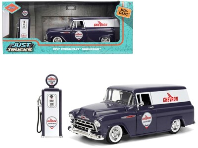 1957 Chevrolet Suburban Chevron Gas Pump Diecast 1/24 Just Trucks Series by Jada