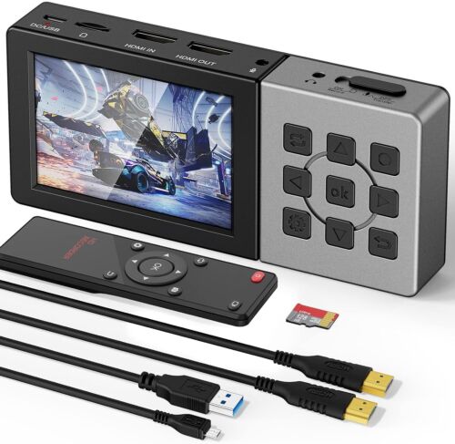 HD Video Capture Box 1080P 60FPS USB 2.0 Video to Digital Converter w 3.5"TFT