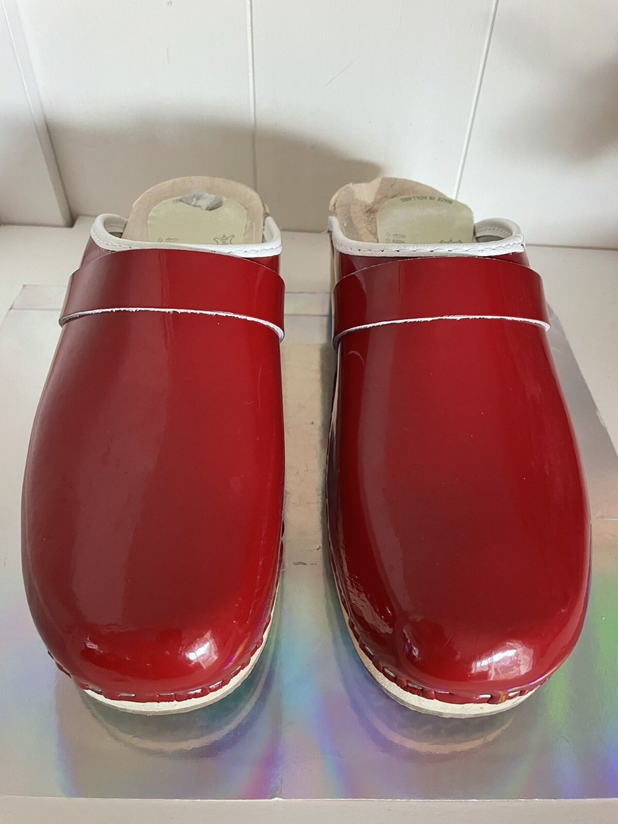 SIMSON Bekend Om De Pasvorm Dutch Clog Wood Red Patent Leather