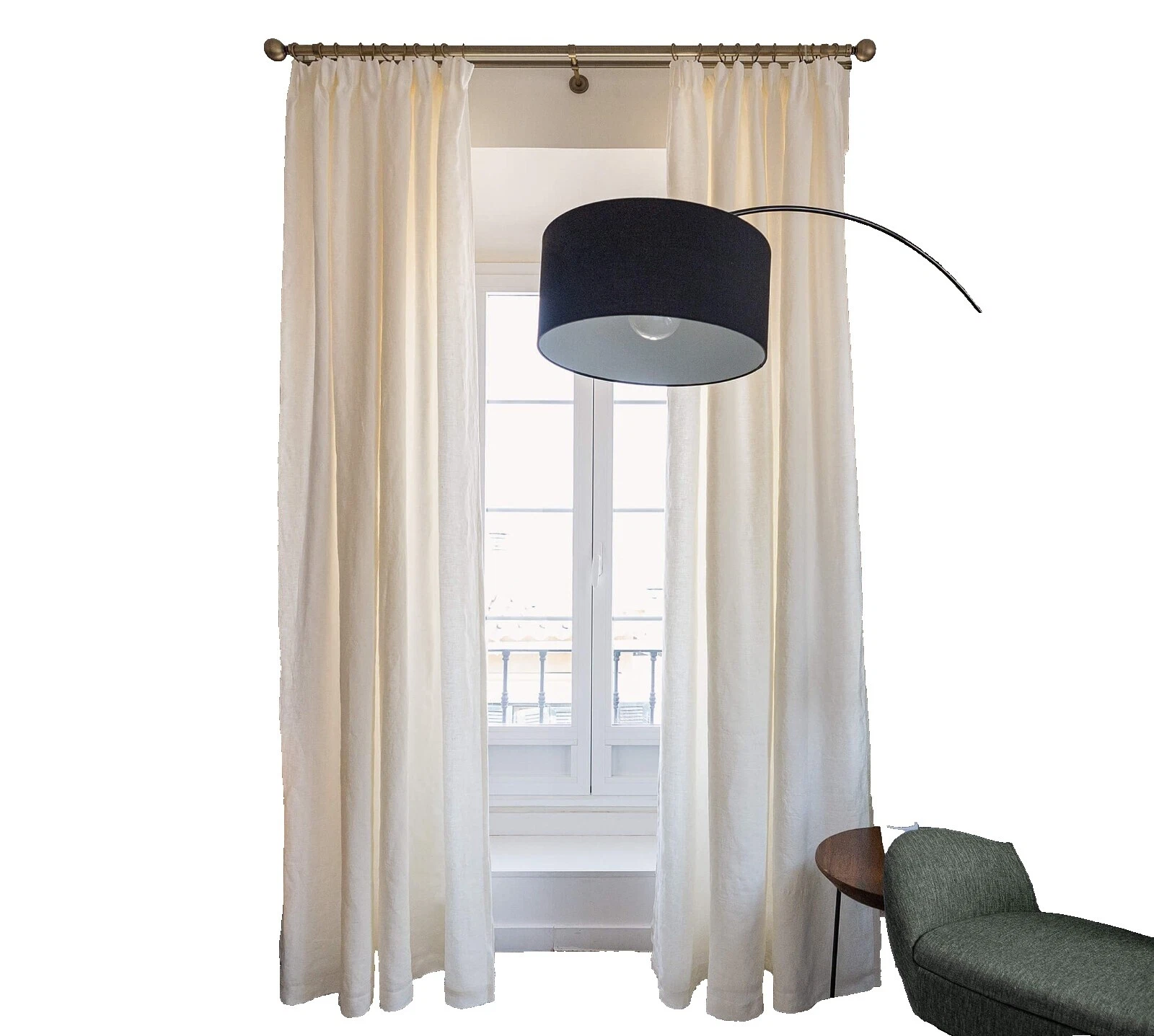 Ventana a rayas blancas Handmade Cortinas