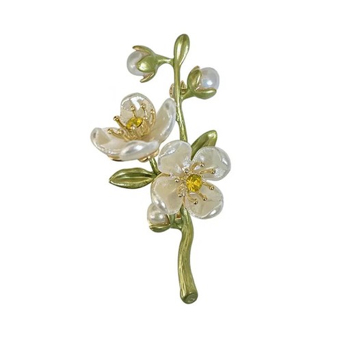 Broche Flor Vintage Cristal Jazmín Verde Bufanda Clip Prendedor Mujeres Joyería Regalo - Imagen 12 de 24