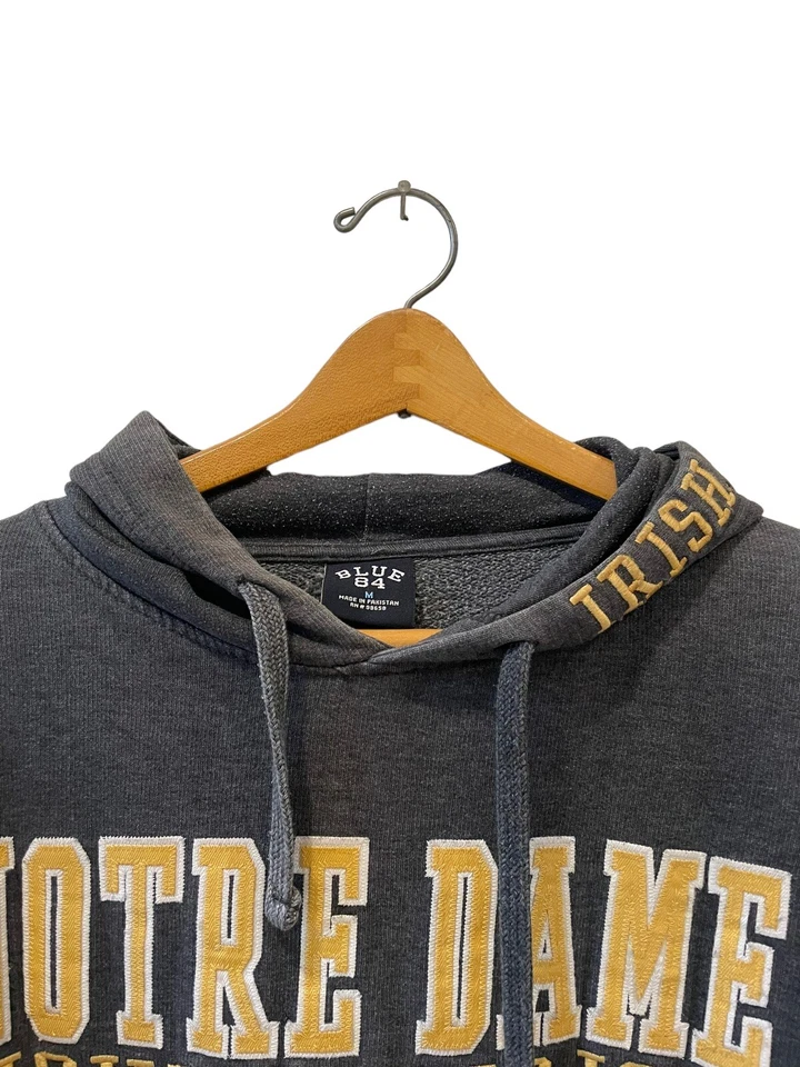 Sudadera con Capucha Irlandesa Luchadora Azul 84 Mitre Dame Gris De Colección Para Hombre Talla M GUC Foto 4 de 4