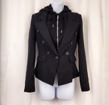 Central Park West Jamie Double Breasted Dickie Blazer Hoodie Black Xs