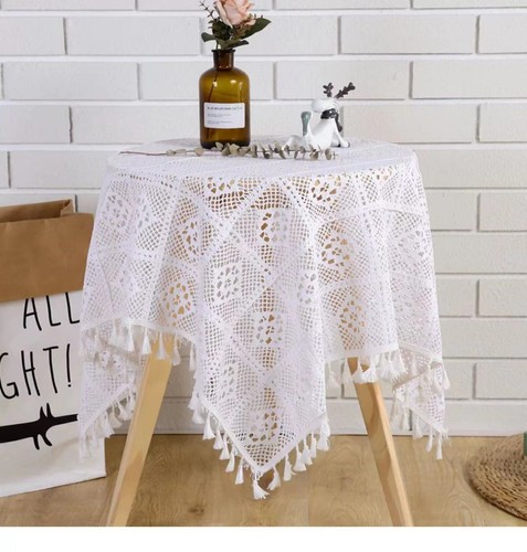 White Vintage Cotton Crochet Lace Tablecloth Dining Table Cover Wedding Decor - Picture 3 of 34