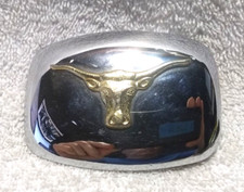 Silver Chrome Shiny Buckle Gold Texas Longhorns Center Excellent Condition USA