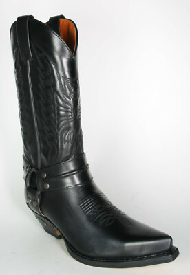 16100 3305 Sendra cowboy biker boots black Ibiza with heel leather boots