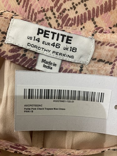 Dorothy Perkins Women’s Pink Check Sleeveless Trapeze Maxi Dress UK18P 103 - Picture 11 of 11