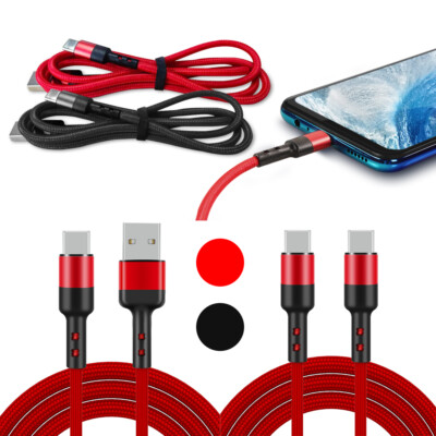 Braided 3/6/10Ft USB-C to USB-C TypeC Cable Fast Charger Charging Data Sync Cord