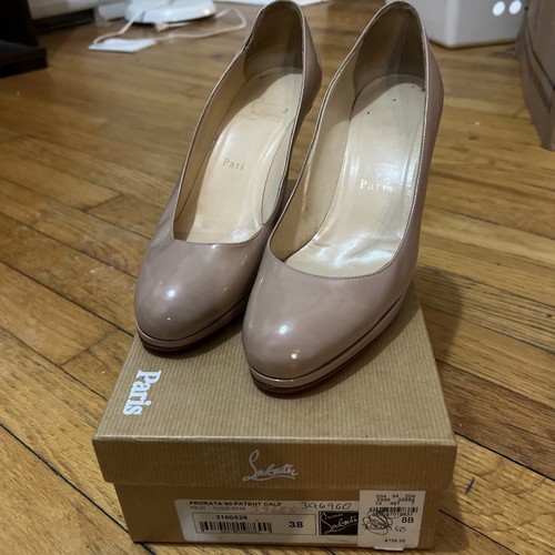Christian Louboutin Prorata 90 Nude Lackleder Pumps High Heels EU 38 / US 7,5 - Bild 1 von 12