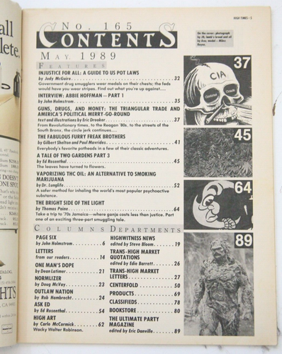High Times Magazine May 1989 Abbie Hoffman Jamaica Swamp Thing Locklear WS661 - Picture 3 of 12