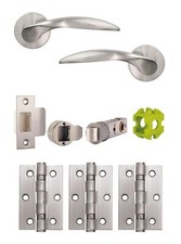 JigTech CRESTA Door Handle Internal Latch Pack Hinge Latch Satin & Pol. Chrome