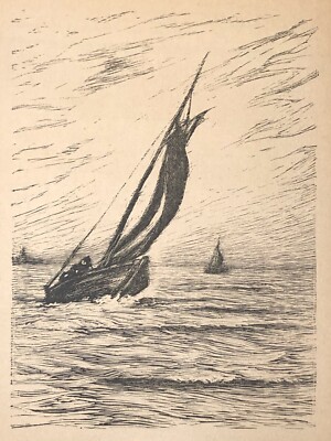 Reinhold Hoberg (1859 1932) Holzschnitt  Dem Wind  ~1917. Maße 17,5 x 12,5 cm. B