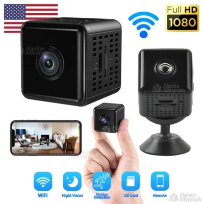 HANKS MINERALS Cube Mini Wifi Camera Home Security 1080P HD Night Vision Motion Detection