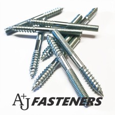 WOOD TO METAL DOWELS ZINC PLATED BZP M5, M8, M10 FURNITURE FIXING SCREWS