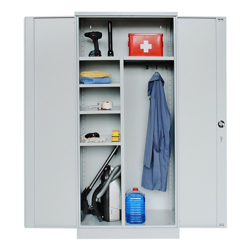 Putzmittelschrank aus Edelstahl, 800 mm breit Putzmittelschrank aus Edelstahl, 800 mm breit