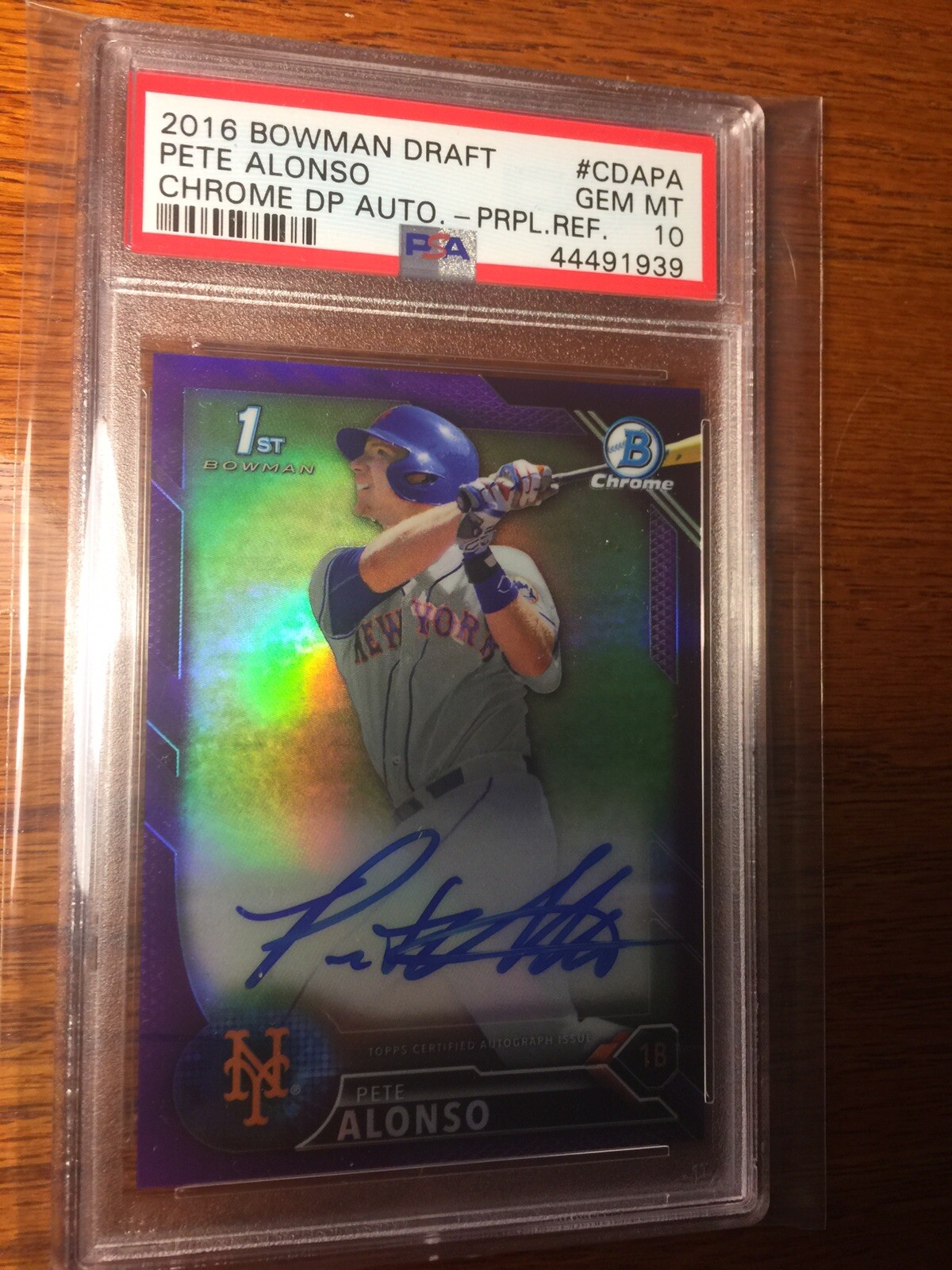 2016 Bowman Draft Chrome PETE ALONSO CDAPA Purple Auto Refr /250 PSA 10 GEM MINT