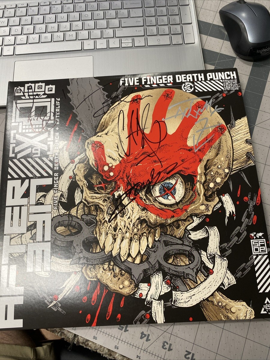 Five Finger Death Punch signed Afterlife Album Complete Band
