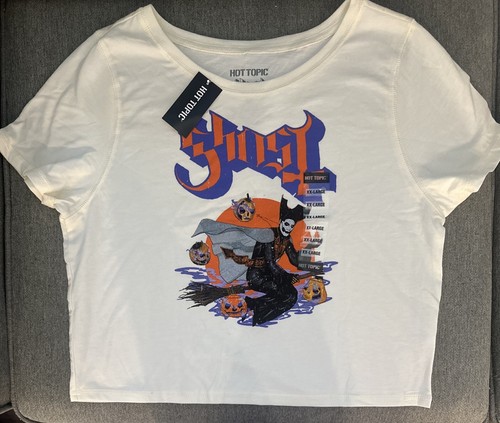 Ghost Band Size XX-Large 2XL Official Rare Hot Topic Cropped Tee Cream Witch