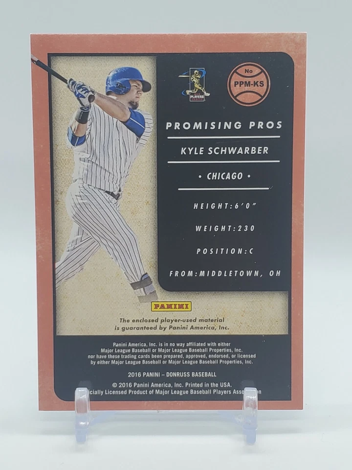 2016 Panini Donruss Promising Pros Materials Kyle Schwarber #PPM-KS Rookie - Image 2 of 2