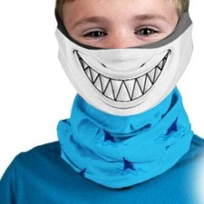 Face Mask Kids Shark Halloween Neck Wrap Gaiter Face Headband Hood Blue Boys