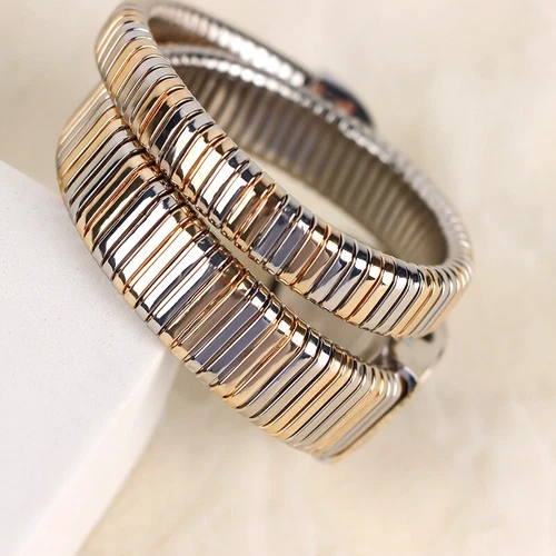 Women Luxury Snake Bracelet Watch Serpentine Retro Steel Quartz Watches Classy - Picture 5 of 24