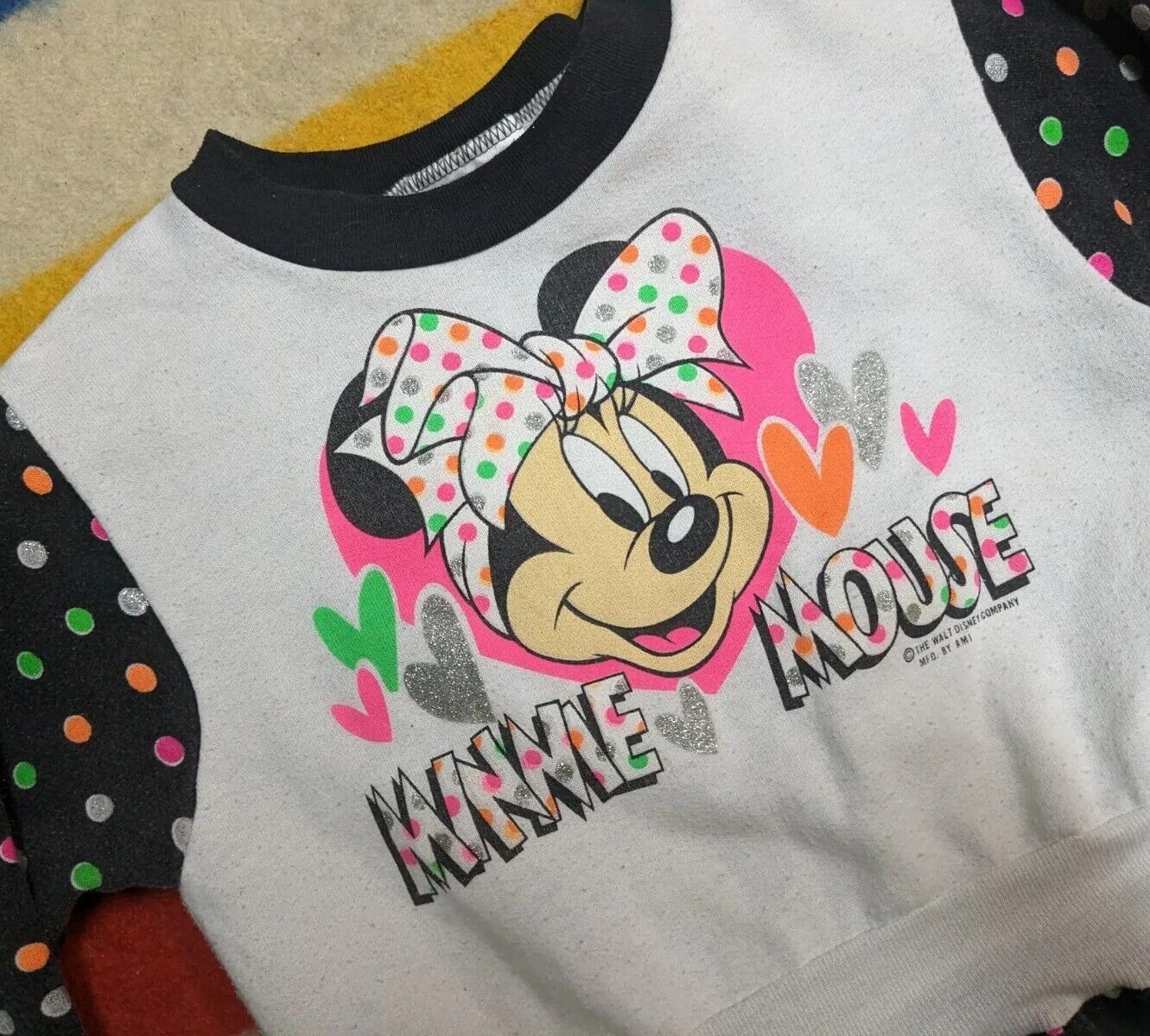 VTG 80s 90s Walt Disney Co. USA Minnie Mouse 2-Tone Polka Dot Dress T-Shirt 6X