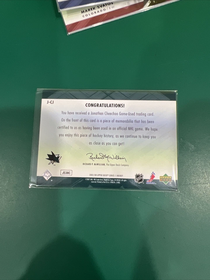 2007-08 Upper Deck Game Jersey Jonathan Cheechoo Jersey 1 Color #J-CJ Sharks - Image 3 of 3