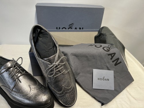 HOGAN SILVER METALLIC PLATFORM SHOES WOMEN SIZE 8.5 - Picture 8 of 8
