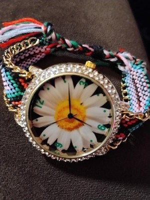 Strada Austrian Crystal Japanese Movement Daisy Bloom Pattern Watch