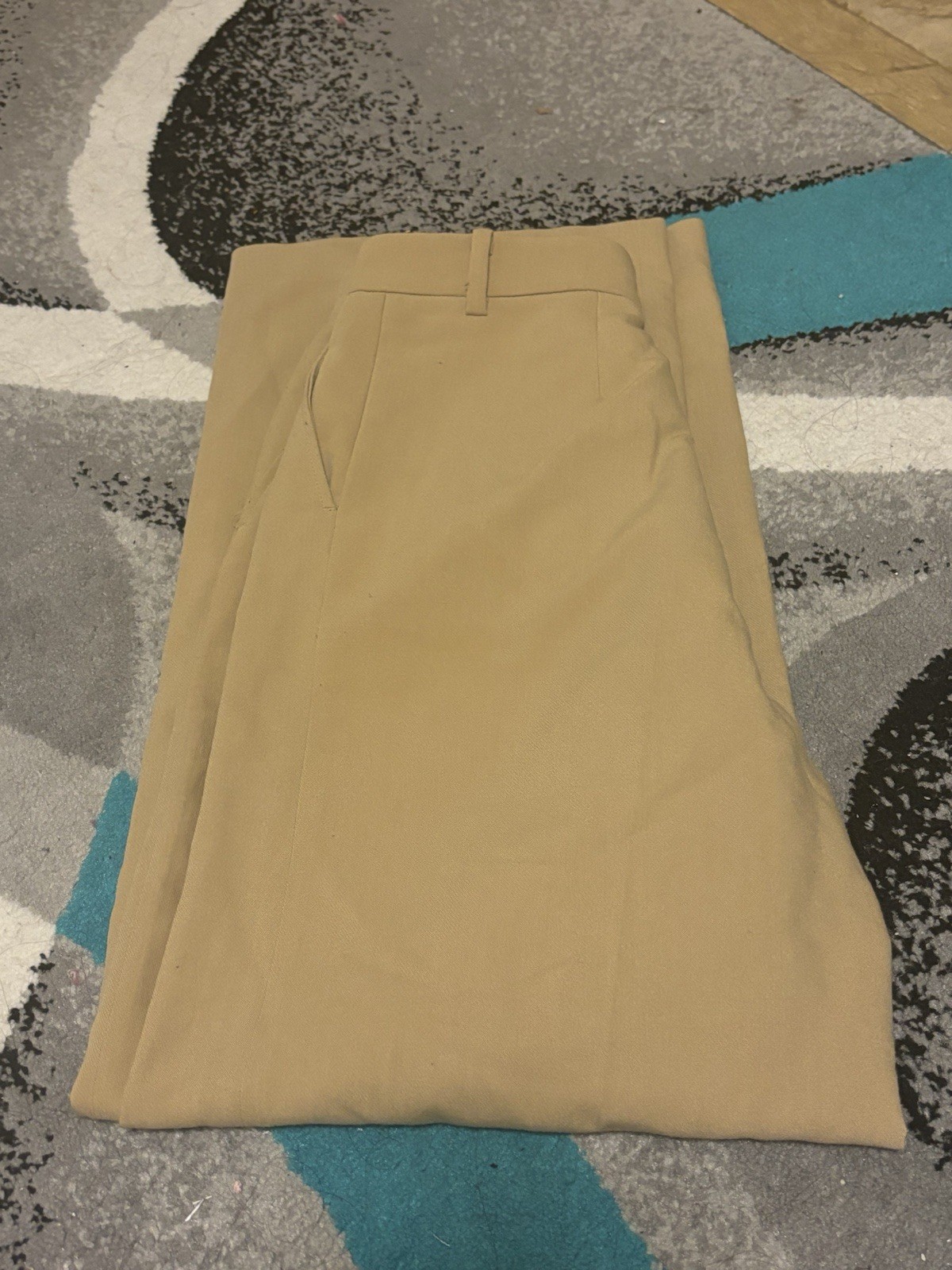 Women's Zara High Waisted Beige Tan Cuffed Trousers Size S Side Pockets Slacks
