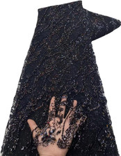 Embroidered Sequin African Lace Heavy Craft Beading Glitter Floral French Tulle