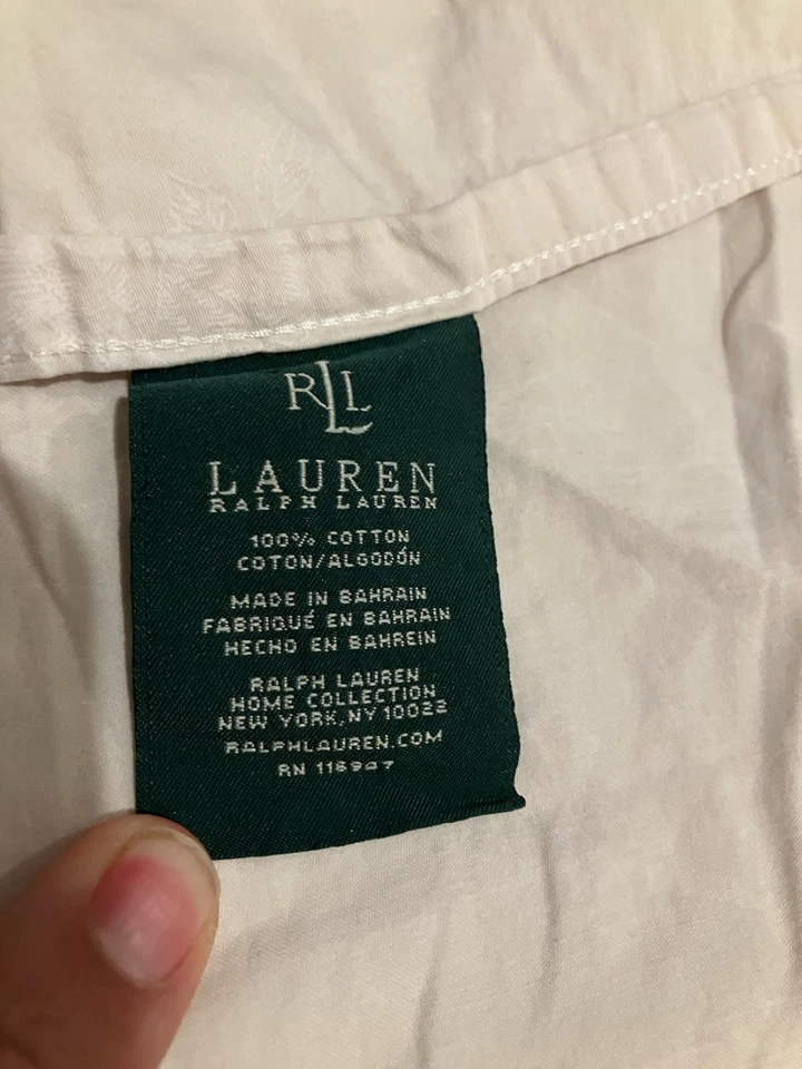 Ralph Lauren ~ Sábana Plana Doble Algodón Cachemira Tostado Blanco Foto 4 de 4