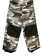 CHEROKEE SNOW SKI PANTS Boys XS Black White Camouflage adjustable waist GUC