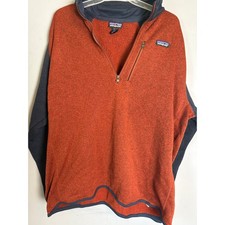 Patagonia Quarter Zip Fleece Pullover Rust Orange Gray Trim Mens Size 3XL