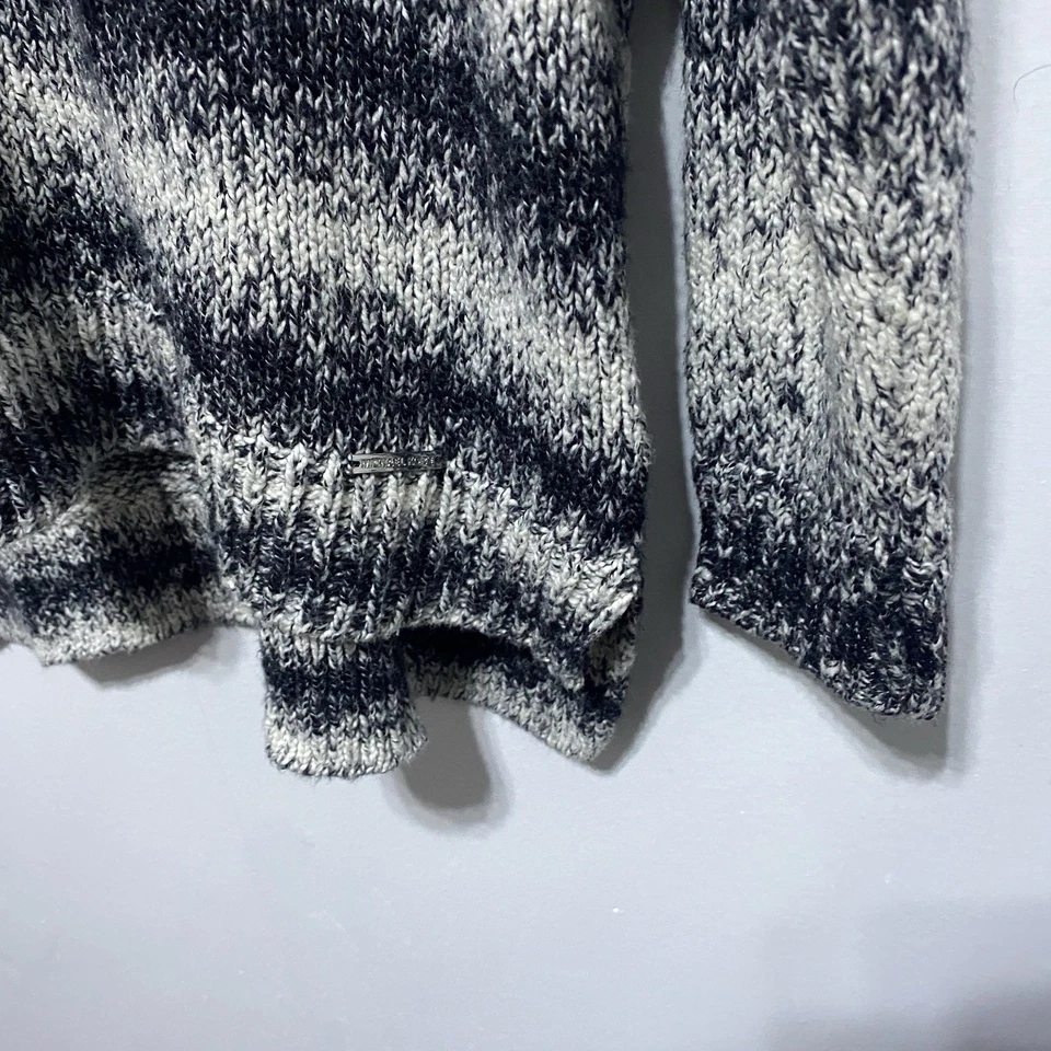 Suéter Michael Kors Mujer XL Negro Gris Rayas Cuello en V Tejido Mármol Manga Larga Foto 4 de 4