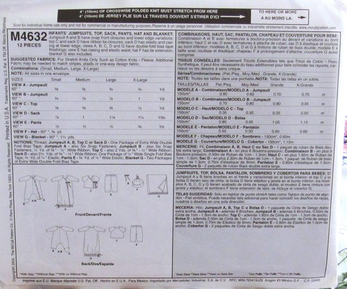 McCalls 4632 BABY LAYETTE Laura Ashley S-XL Sleeper Romper Sacque Cap Pattern UC - Picture 2 of 2