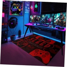 Gaming Rug for Gamer Floor Rugs for Boys Gaming Red Black Carpet Bedroom Floor