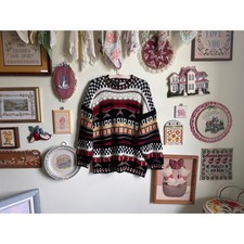 90's vintage Trimmings coogi inspired textured 3-D knit sweater