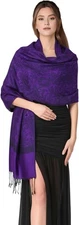PASKMLNA Pashmina-Schal, Paisleymuster, Jacquard, Stola Violett / Schwarz 