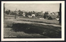 Vysoké nad Jizerou, panorama with street section, postcard 