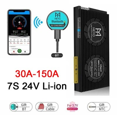 7S 24V 30A-150A BMS Li-ION Battery Same Port w/Balancer + Bluetooth Module Cable