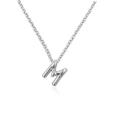 Silver Initial Necklaces for Gifts Teens Women, Teen Gifts Trendy Bubble Letter
