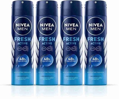Nivea Men Fresh Active Deodorant Pack Of 4 (150ml x 4)- FREE SHIPPING