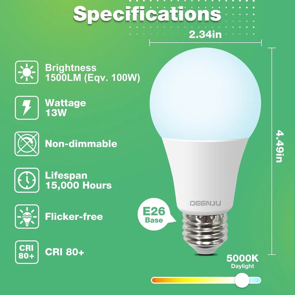 Versatile 5000K Daylight LED Bulbs, 100W Equiv, 24 Pack - Image 4 of 4