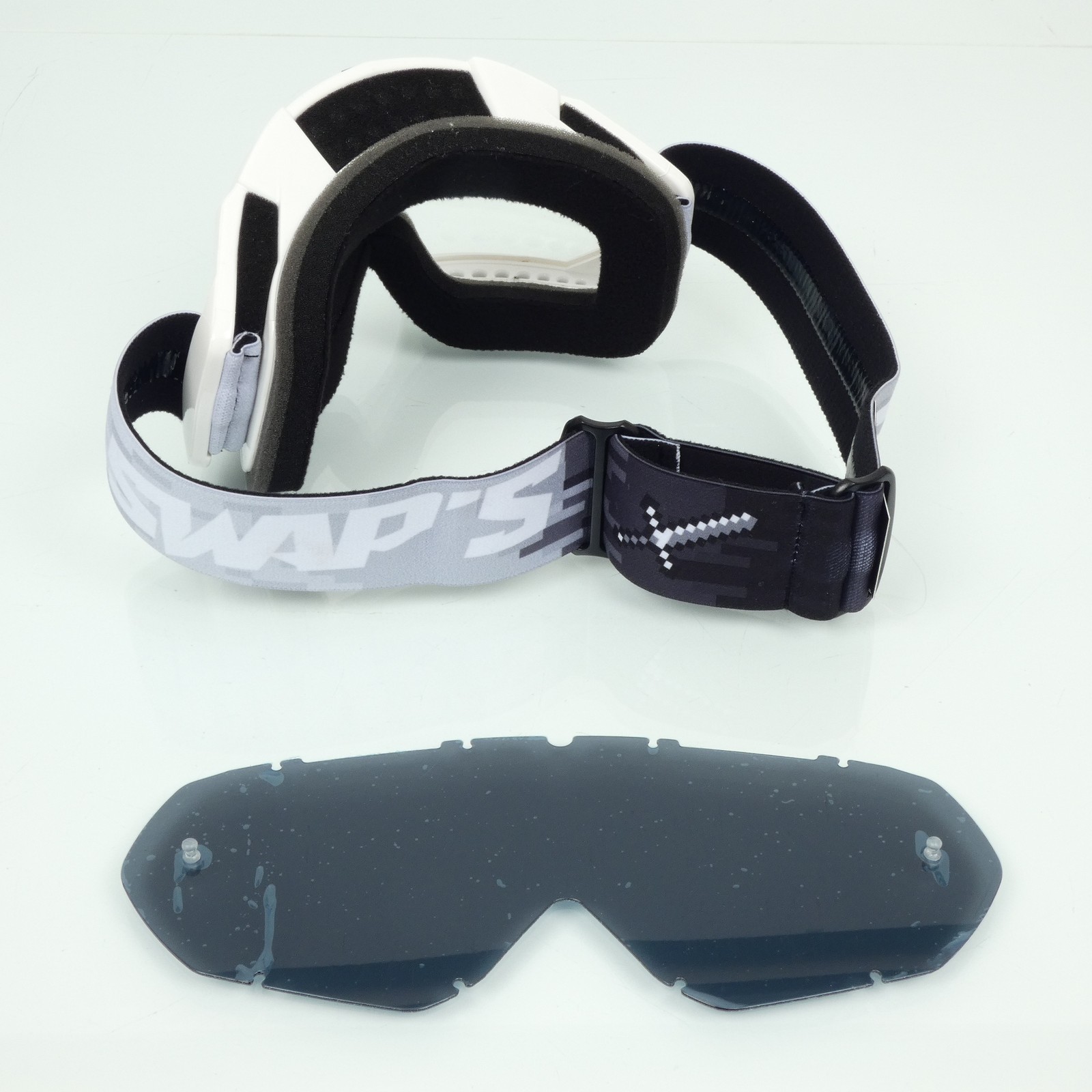 Masque cross Swaps Pixel blanc finition premium ecran teinte supermotard
