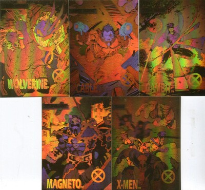 Marvel X-Men Series 1 Hologram Chase Card Set #XH-1 thru #XH-5 Impel 1992